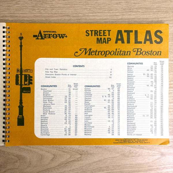 Arrow Street Map Atlas Metropolitan Boston - 1973 map book