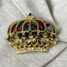ART gold and brocade crown brooch - vintage fine costume jewelry - NextStage Vintage