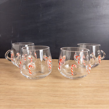 Artland Candy Cane Punch Cup Glasses Set of 4 - Festive Christmas Drinkware