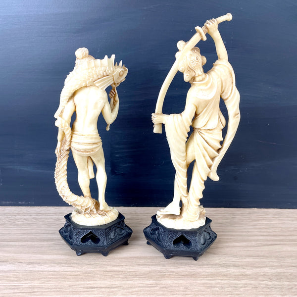 Fontanini resin Asian male figurines - a pair - made in Italy - NextStage Vintage