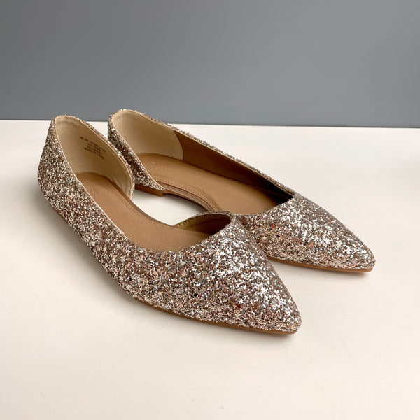 Asos gold glitter d'orsay pointed toe flats - size 9W - NextStage Vintage