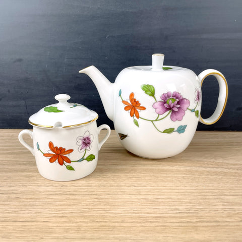 Royal Worcester Astley teapot and honey pot -  vintage fine china - NextStage Vintage
