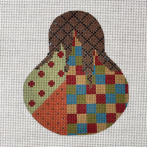 Kelly Clark Autumn Check Madness Pear ornament needlepoint canvas #KCN1443 - NextStage Vintage