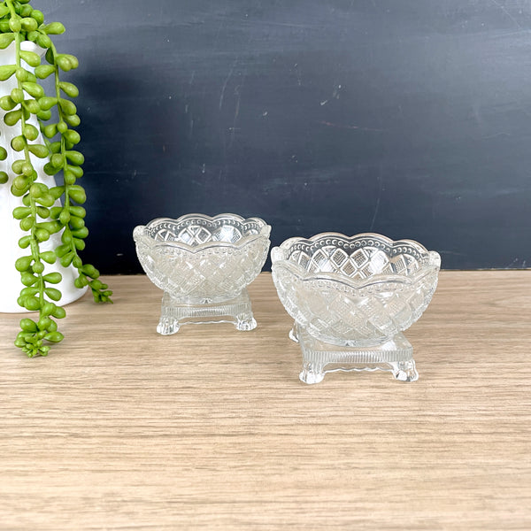 Avon Fostoria pressed glass salt cellars - a pair - 1960s vintage