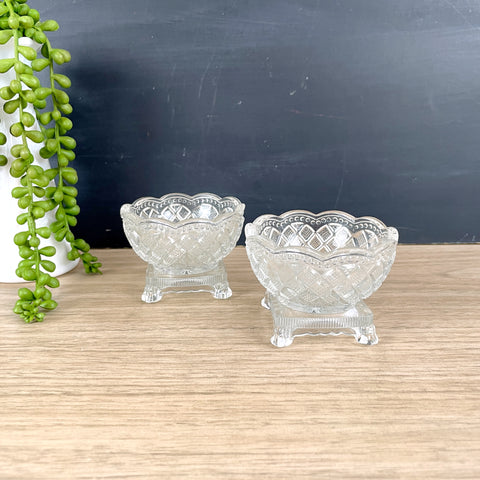 Avon Fostoria pressed glass salt cellars - a pair - 1960s vintage