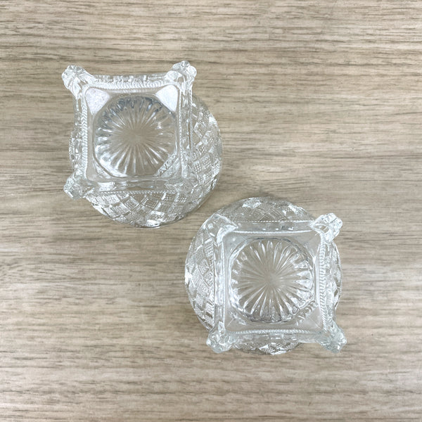 Avon Fostoria pressed glass salt cellars - a pair - 1960s vintage