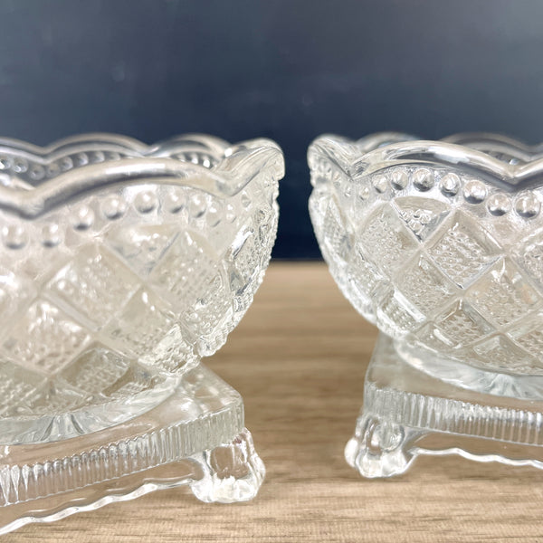 Avon Fostoria pressed glass salt cellars - a pair - 1960s vintage