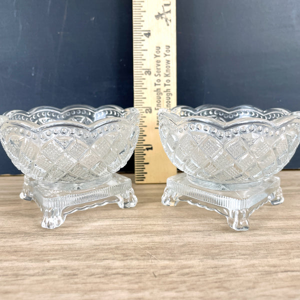 Avon Fostoria pressed glass salt cellars - a pair - 1960s vintage