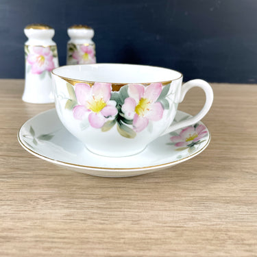Noritake Azalea salt and pepper and cup and saucer - 19322 - vintage handpainted china - NextStage Vintage