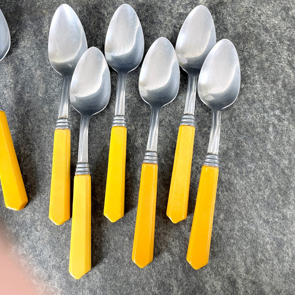 Peerless stainless flatware set for 6 with bakelite handles - vintage - NextStage Vintage