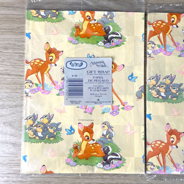 Disney Babies Bambi wrapping paper - 3 pks - 2 designs - vintage gift wrap - NextStage Vintage