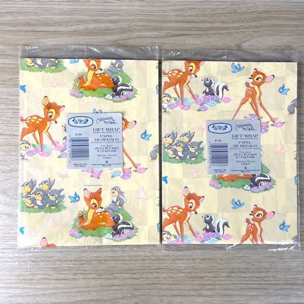 Disney Babies Bambi wrapping paper - 3 pks - 2 designs - vintage gift wrap - NextStage Vintage