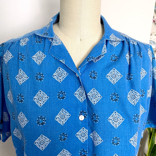 1980s bandana pattern camp shirt - size 7/8 - NextStage Vintage