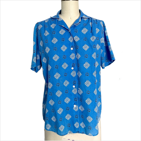1980s bandana pattern camp shirt - size 7/8 - NextStage Vintage