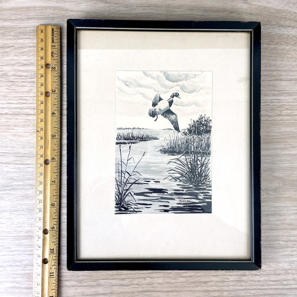 McKee Barclay framed duck watercolor - 1940s vintage - NextStage Vintage