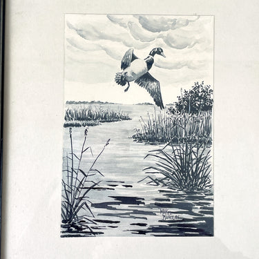 McKee Barclay framed duck watercolor - 1940s vintage - NextStage Vintage
