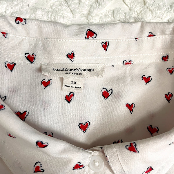 beachlunchlounge heart pattern button down shirt - NextStage Vintage