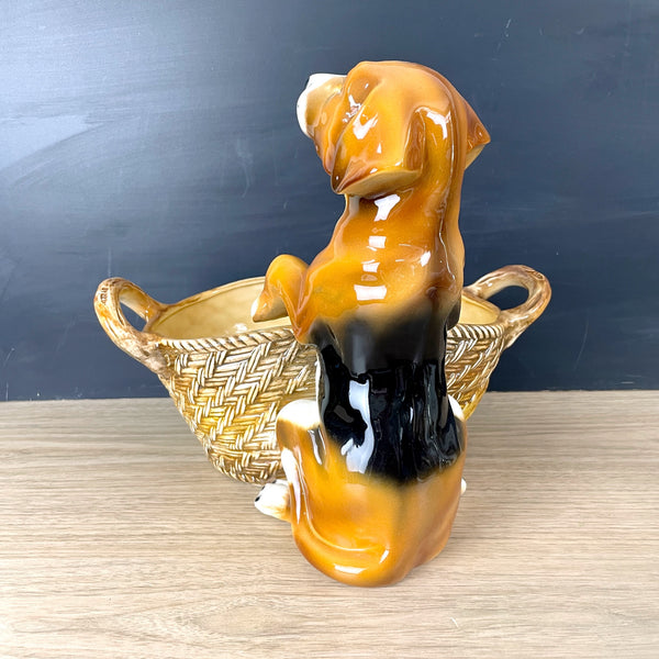 Gump's beagle with basket - ceramic made in Italy - vintage dog decor