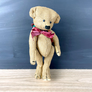 Lois Beck handmade burlap bear - 1987 vintage - NextStage Vintage