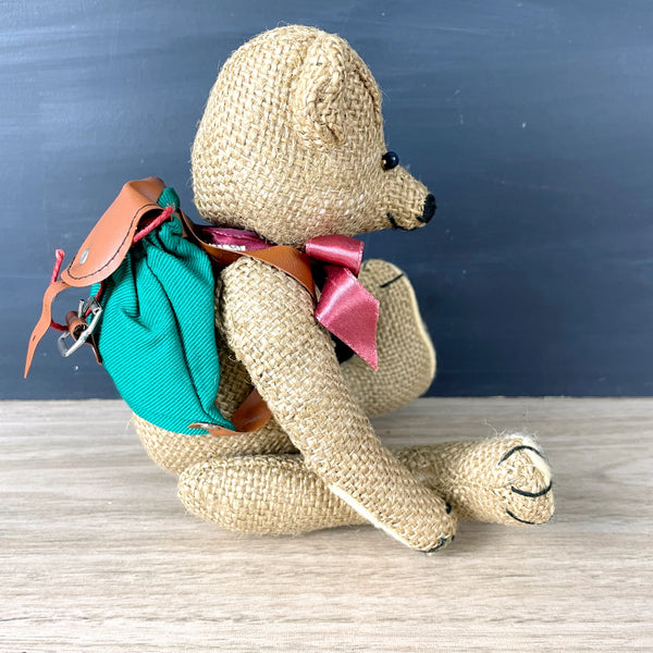 Lois Beck handmade burlap bear - 1987 vintage - NextStage Vintage