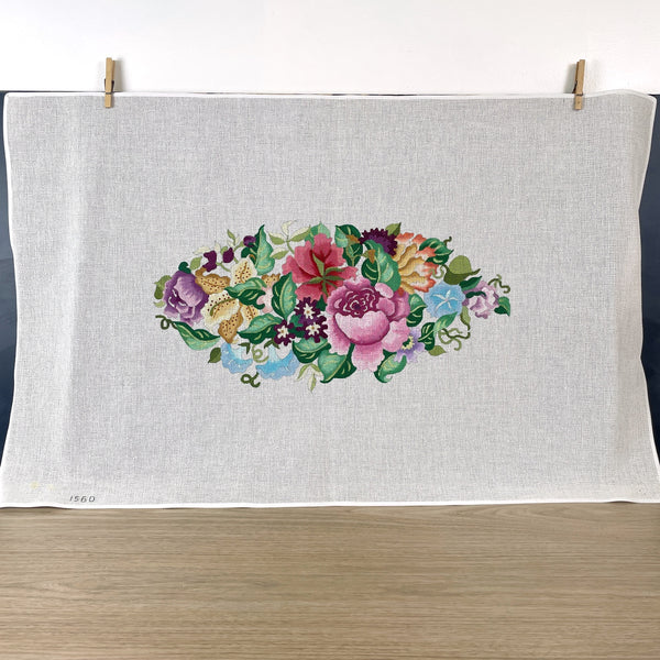 CanvasWorks Traditions floral oval for bench needlepoint canvas #NW1560 - NextStage Vintage