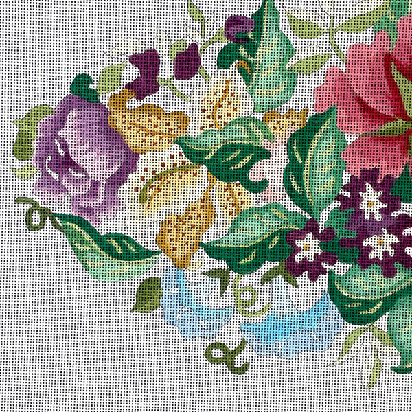 CanvasWorks Traditions floral oval for bench needlepoint canvas #NW1560 - NextStage Vintage