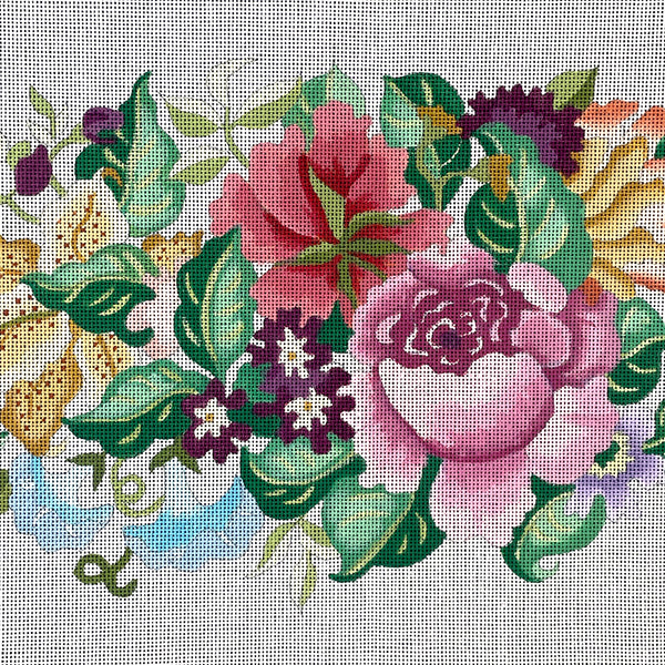 CanvasWorks Traditions floral oval for bench needlepoint canvas #NW1560 - NextStage Vintage