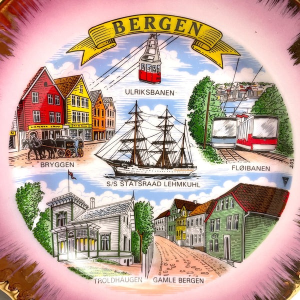 Bergen, Norway souvenir plate - 1970s vintage - NextStage Vintage