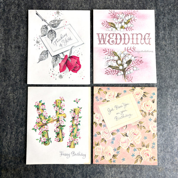 Best Wishes brand vintage greeting card assortment with box - 1960s vintage - 14 cards