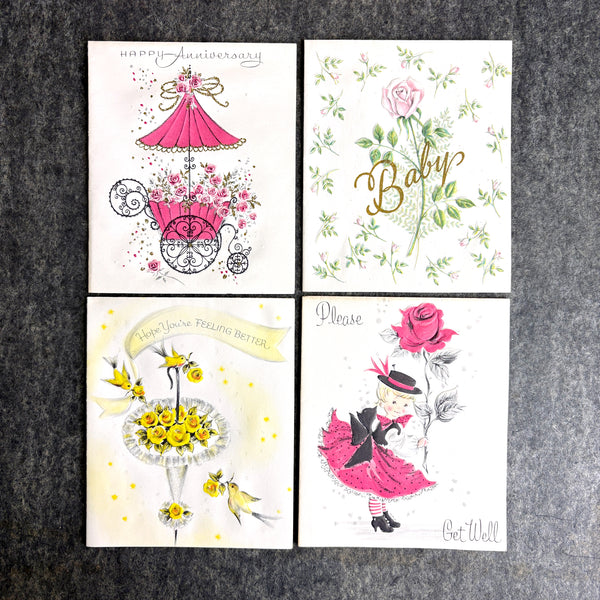 Best Wishes brand vintage greeting card assortment with box - 1960s vintage - 14 cards