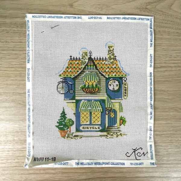 Kelly Clark Christmas Village Bicycle / Clock Shoppe needlepoint canvas KWV11-18 - NextStage Vintage