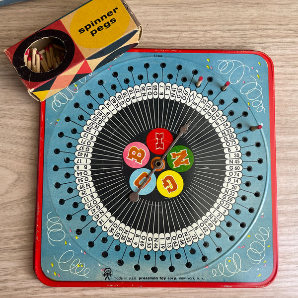 Pressman metal spinner Bingo game - 1960s vintage