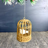 Flocked bird in gold plastic cage ornament - vintage Christmas - NextStage Vintage