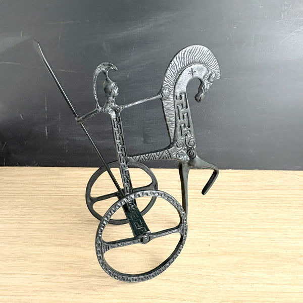 Vintage cast metal Etruscan horse and chariot figure - Frederick Weinberg style