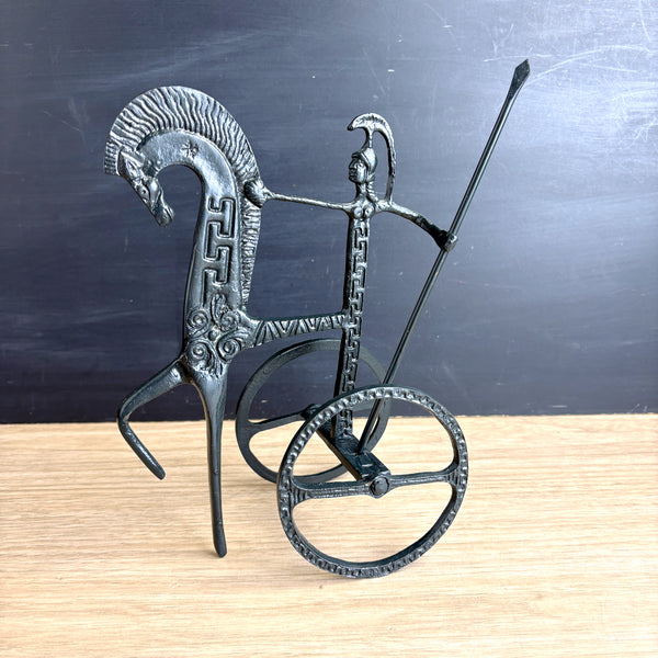 Vintage cast metal Etruscan horse and chariot figure - Frederick Weinberg style