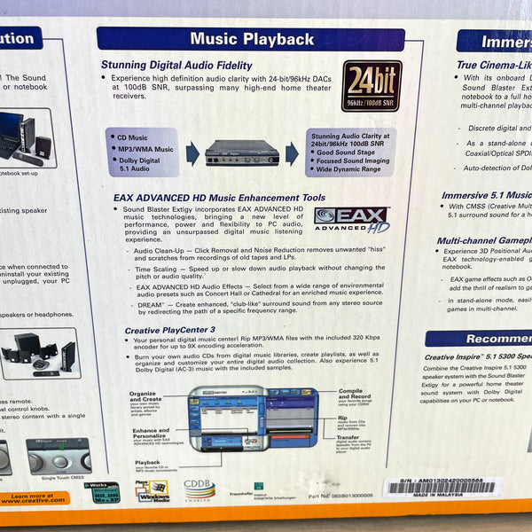 Creative Labs Sound Blaster Extigy sound card model SB0130