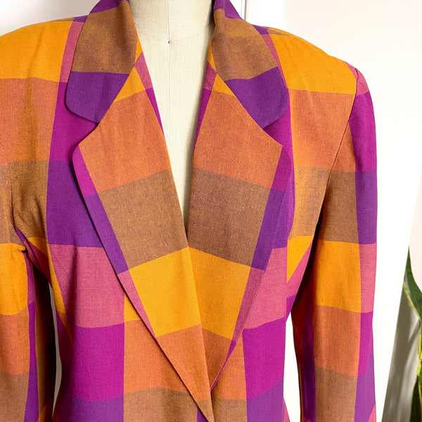 80s vintage orange, magenta and purple blazer - size 10 - NextStage Vintage