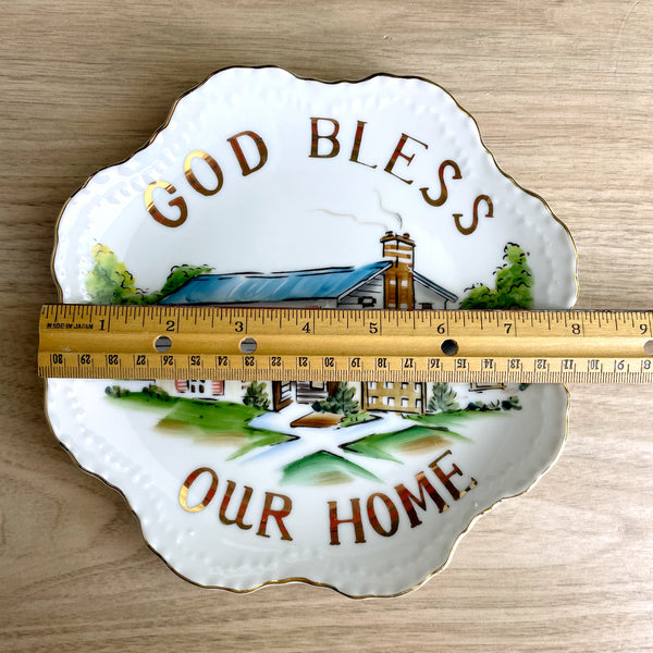 God Bless Our Home - 1960s vintage Lefton wall plate