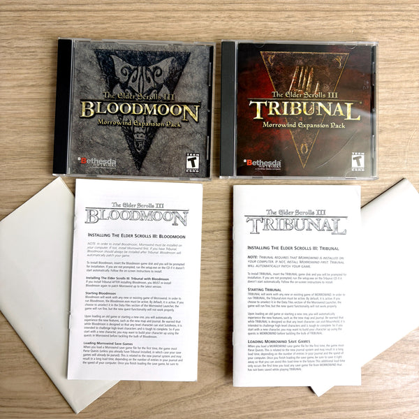 The Elder Scrolls III expansion packs Bloodmoon and Tribunal with maps and installation guides