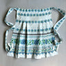 Vintage handmade half apron – blue grid pattern with “stitched” floral print – pleated cotton - NextStage Vintage