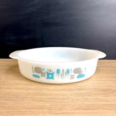 Vintage 1970s Fire King Blue Heaven milk glass baking dish 1 qt round casserole - NextStage Vintage