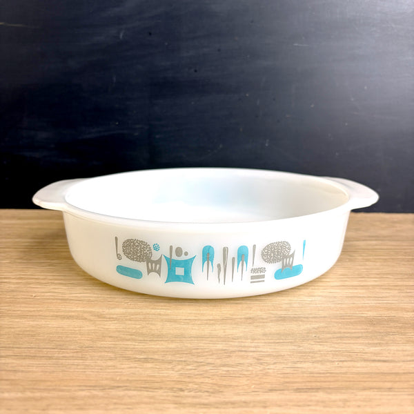Vintage 1970s Fire King Blue Heaven milk glass baking dish 1 qt round casserole - NextStage Vintage