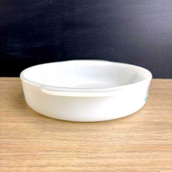 Vintage 1970s Fire King Blue Heaven milk glass baking dish 1 qt round casserole - NextStage Vintage
