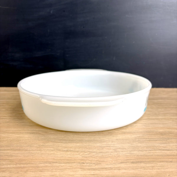 Vintage 1970s Fire King Blue Heaven milk glass baking dish 1 qt round casserole - NextStage Vintage