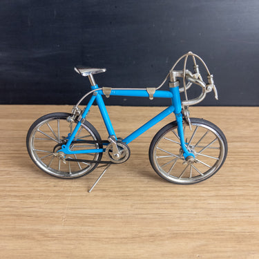Diecast Racing Bicycle Model 7.2" Blue Road Bike Miniature Display Collectible