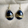 Faceted Deep Blue Crystal Teardrop Earrings, Flat Briolette with Wire-Wrap Design - NextStage Vintage