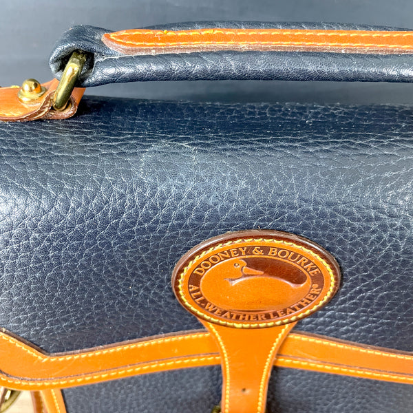 Dooney & Bourke AWL navy with tan trim square crossbody - vintage - NextStage Vintage