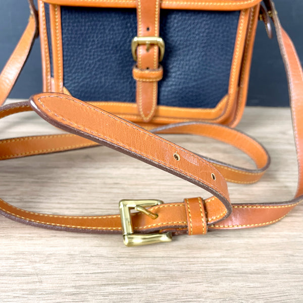 Dooney & Bourke AWL navy with tan trim square crossbody - vintage - NextStage Vintage