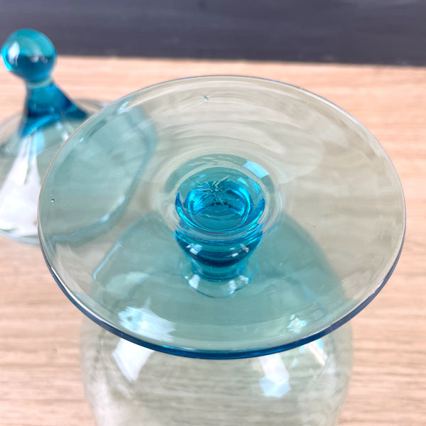 Azure blue glass covered candy dish - 1960s vintage - NextStage Vintage