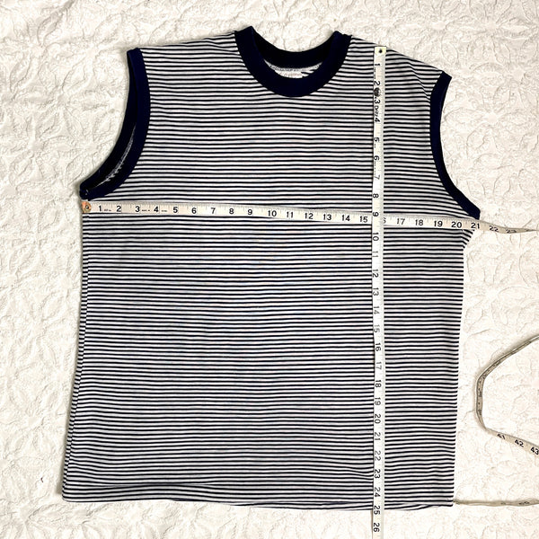 1970s blue and white striped muscle shirt - size 42-44 - NextStage Vintage